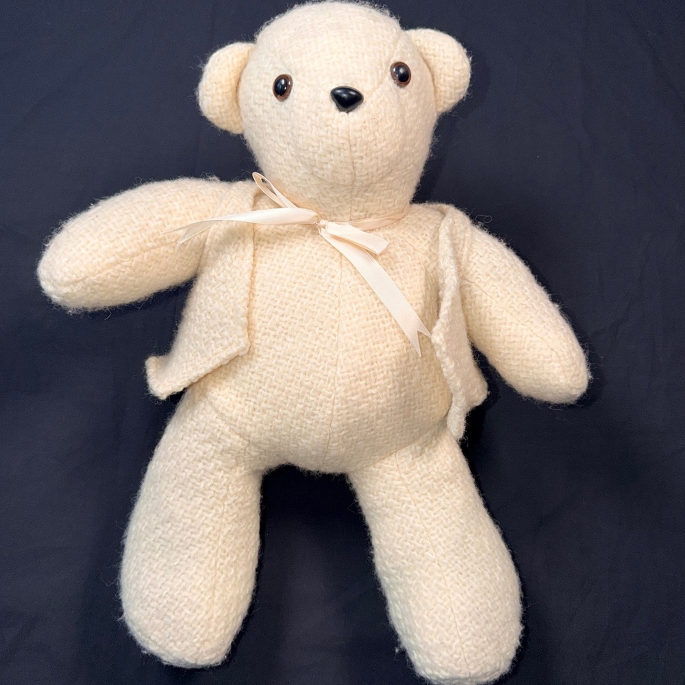 Vintage Irish Tweed Wool Stuffed Ireland Handmade Teddy‎ Bear with Vest and Tie